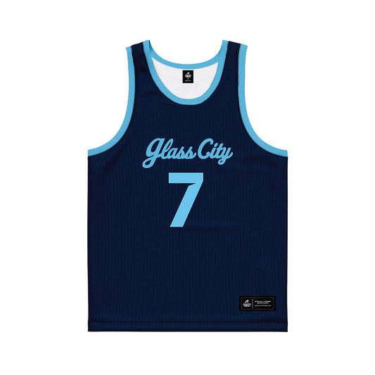 Toledo - NCAA Men's Basketball : Jaylohn Allen - Glass City Navy Basketball Jersey-0