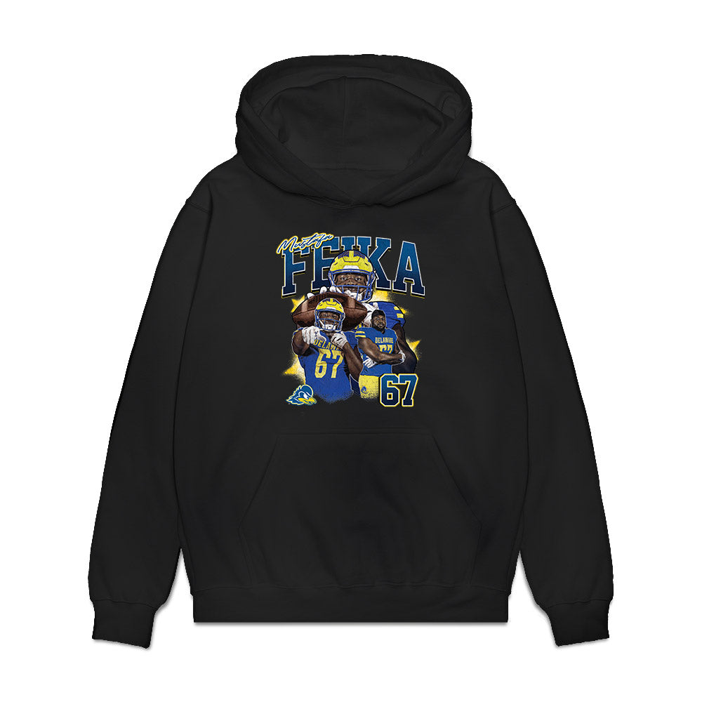 Delaware - NCAA Football : Mustafa Feika - Collage Premium Hooded Sweatshirt-0