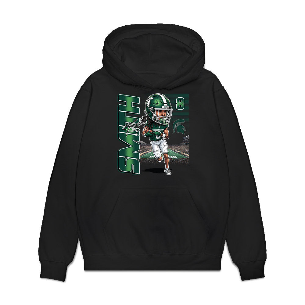 Michigan State - NCAA Football : Kaleb Smith - Individual Caricature Premium Hooded Sweatshirt-0