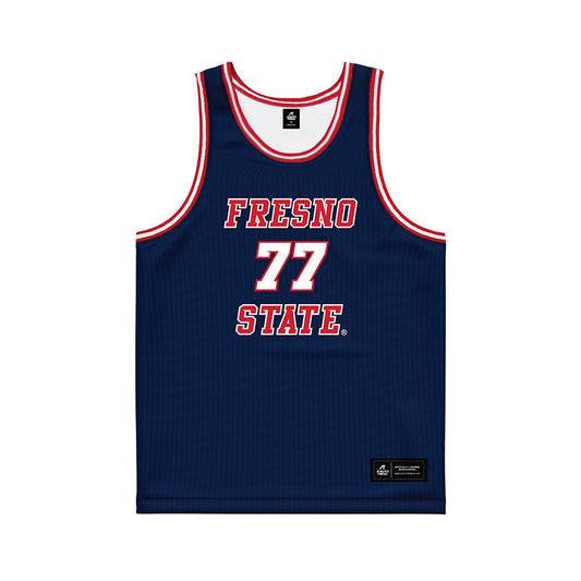 Fresno State - NCAA Men's Basketball : Dragos Lungu - Navy Basketball Jersey-0