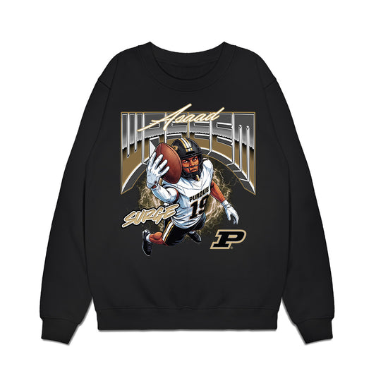 Purdue - NCAA Football : Asaad Waseem - Caricature Premium Crewneck Sweatshirt-0