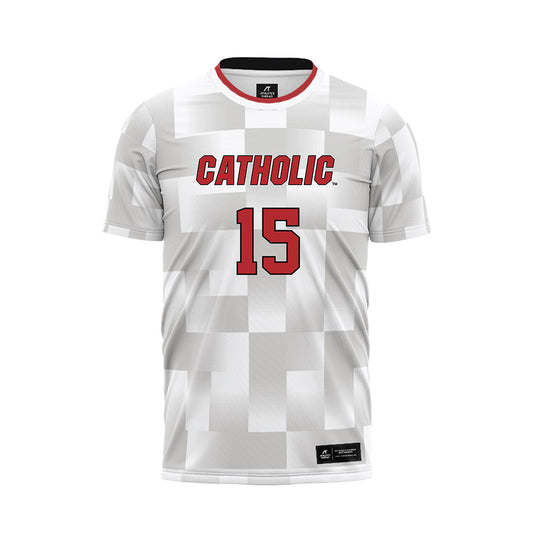 Catholic - NCAA Men's Soccer : Carson Shamoo - White Soccer Jersey-0