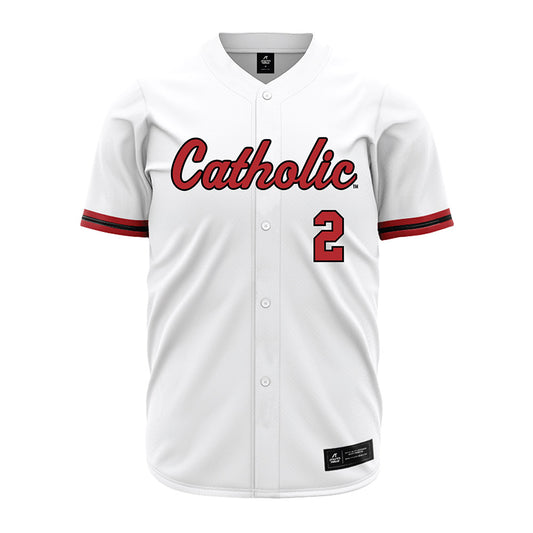 Catholic - NCAA Baseball : Daniel Hinchcliff - White Jersey-0