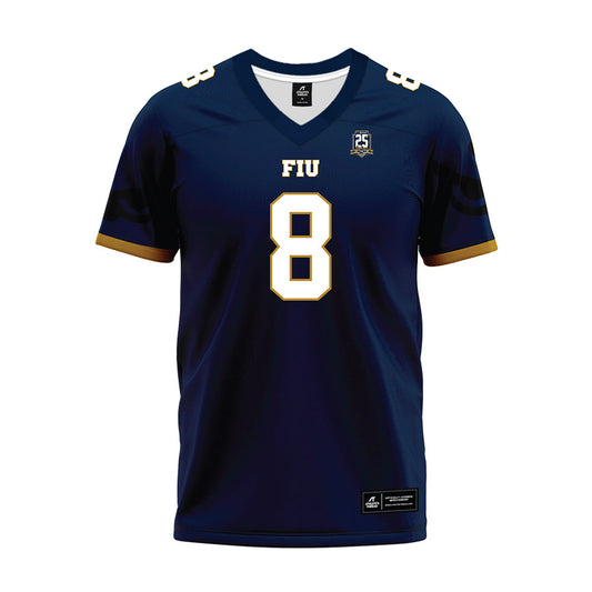 FIU - NCAA Football : Gregory Gaines III - Navy Premium Football Jersey-0