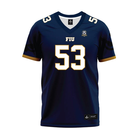 FIU - NCAA Football : Nathan Tveit - Navy Premium Football Jersey-0