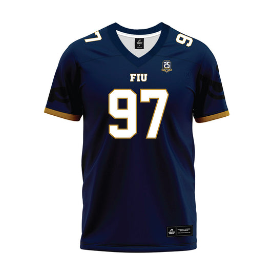 FIU - NCAA Football : Elisha Baldridge - Navy Premium Football Jersey-0