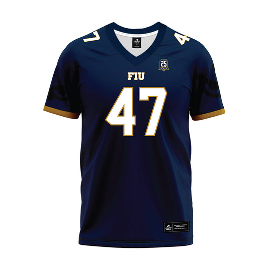 FIU - NCAA Football : Justin Wood - Navy Premium Football Jersey-0