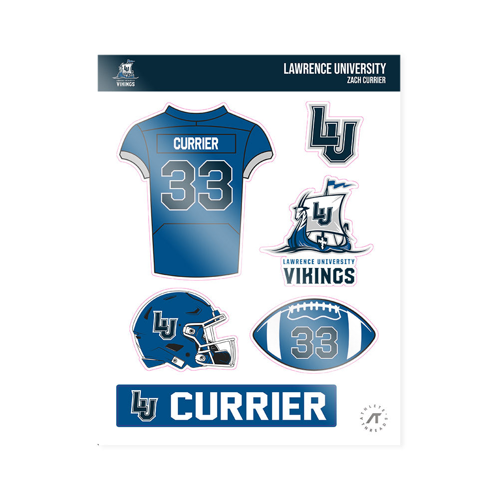 Lawrence - NCAA Football : Zach Currier - Sticker Sheet-0