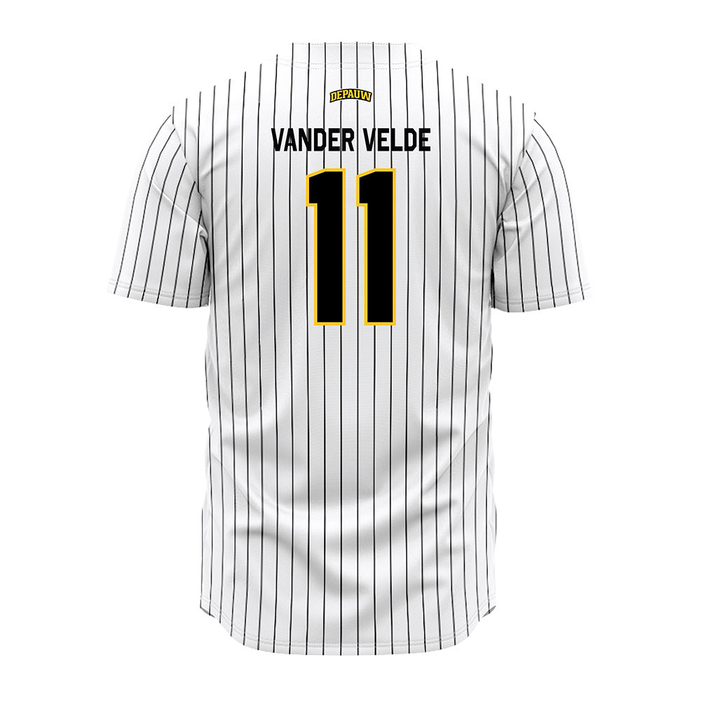 DePauw - NCAA Baseball : Owen Vander Velde - White Pinstripe Jersey-1