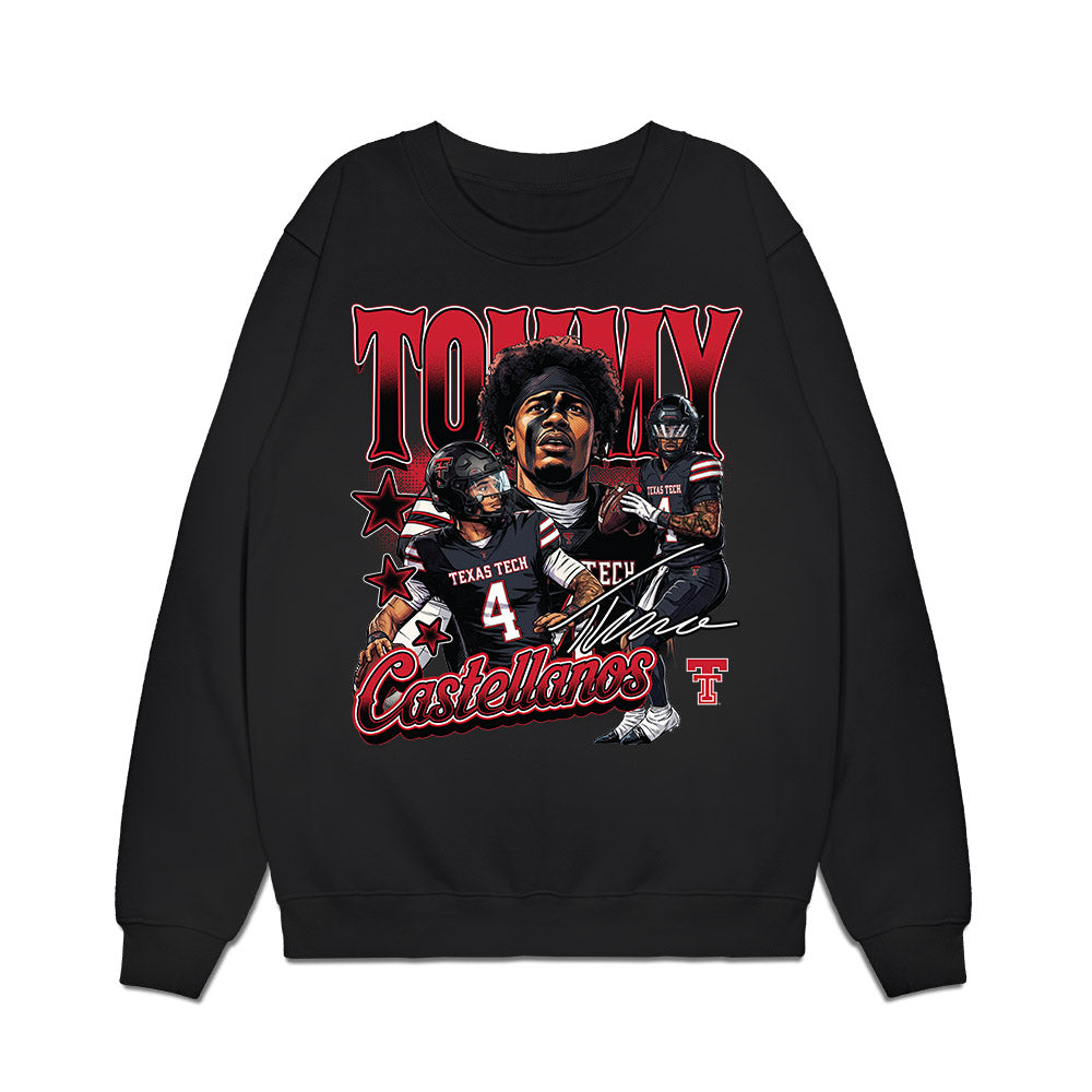 Texas Tech - NCAA Football : Thomas Castellanos - Collage Premium Crewneck Sweatshirt-0
