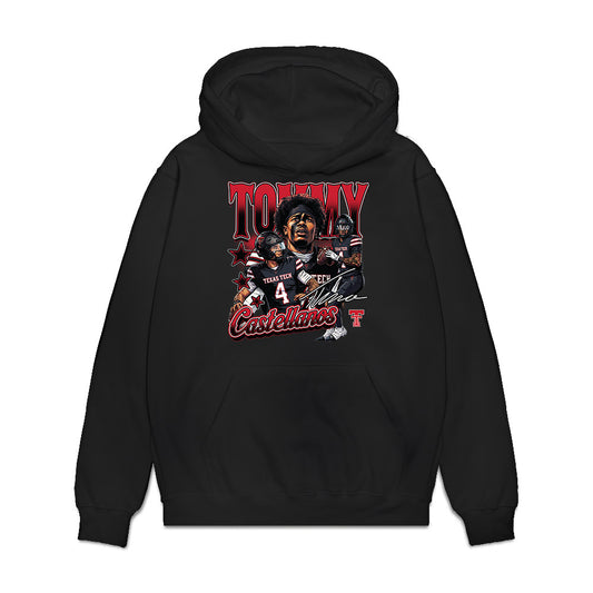 Texas Tech - NCAA Football : Thomas Castellanos - Collage Premium Hooded Sweatshirt-0
