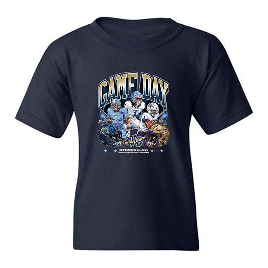 Old Dominion - NCAA Football : Zion Frink & Devin Roche & Mario Easterly - ODU & JMU Rivalry Game Youth T-Shirt-0