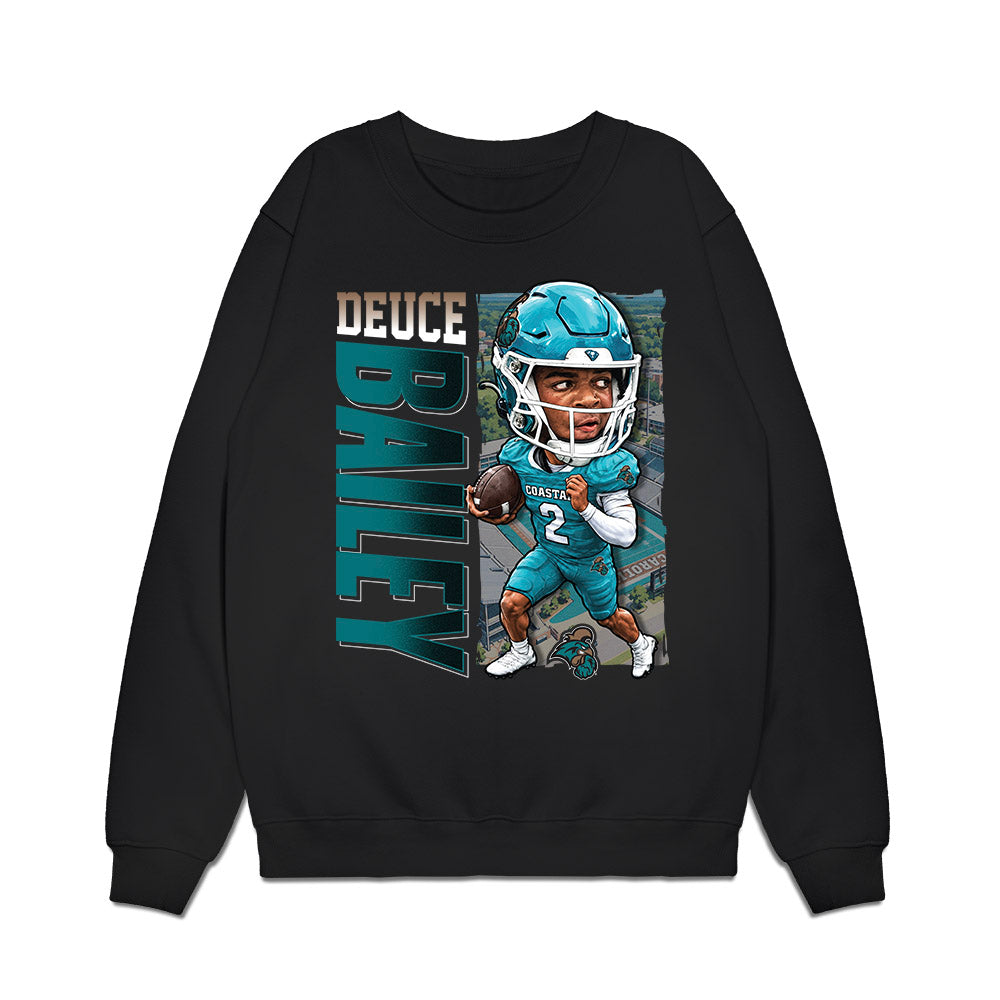 Coastal Carolina - NCAA Football : Deuce Bailey - Bobble Head Premium Crewneck Sweatshirt-0