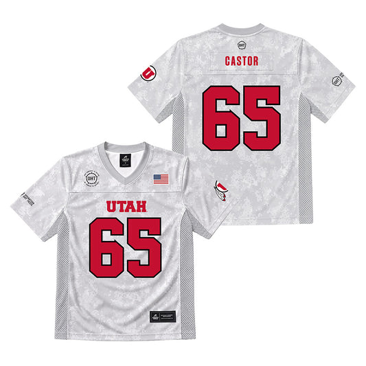 Utah - NCAA Football : Logan Castor - OHT Sublimated Premium Football Jersey -0