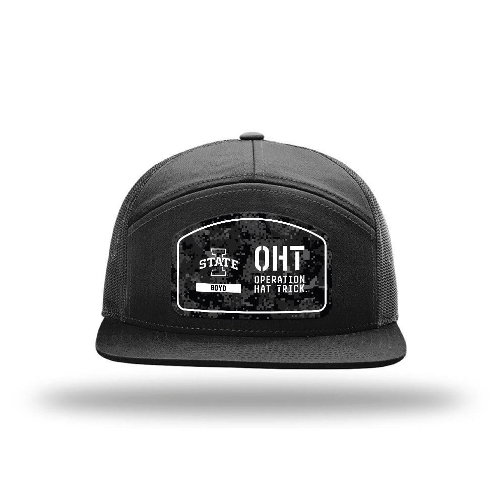 Iowa State - NCAA Football : Evan Boyd - OHT Zero Hundred Camo Trucker Hat-0