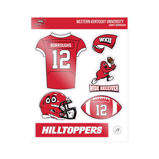 Western Kentucky - NCAA Football : Quincy Burroughs - Wide Receiver Sticker Sheet-0