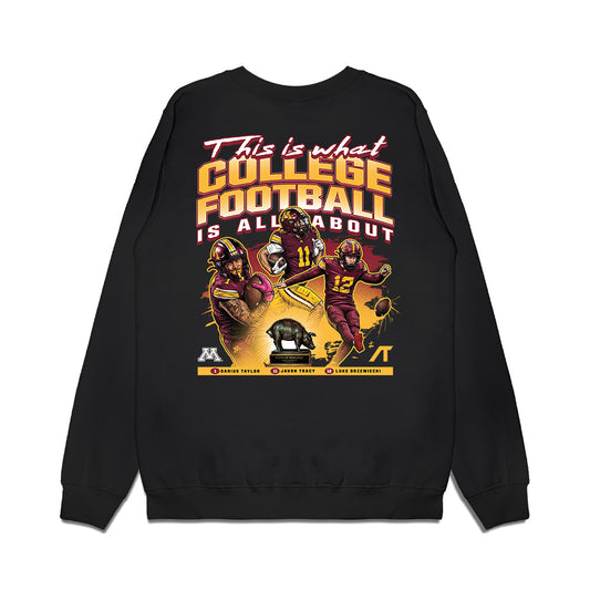 Minnesota - NCAA Football : Darius Taylor & Javon Tracy & Luke Drzewiecki - Floyd of Rosedale Collage Premium Crewneck Sweatshirt-2