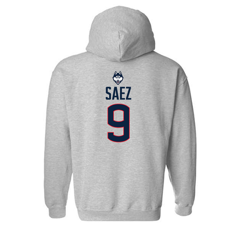 UConn - NCAA Football : Zakaih Saez - Classic Shersey Hooded Sweatshirt-1