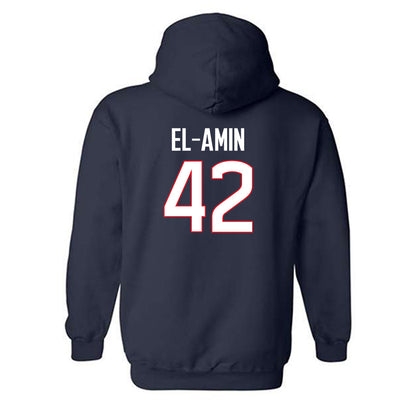 UConn - Men's Basketball Legends : Khalid El-Amin - Classic Shersey Hooded Sweatshirt-1