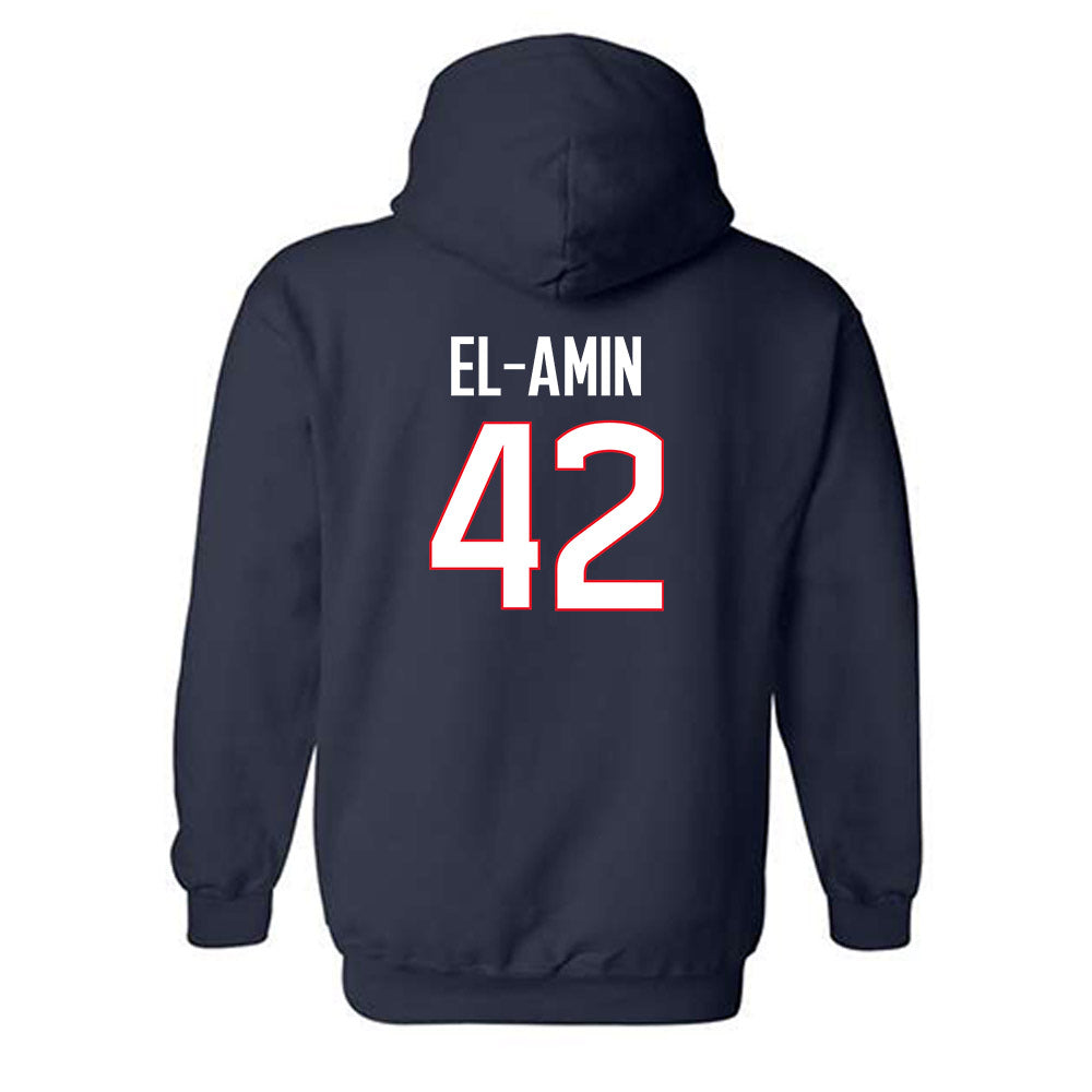 UConn - Men's Basketball Legends : Khalid El-Amin - Classic Shersey Hooded Sweatshirt-1