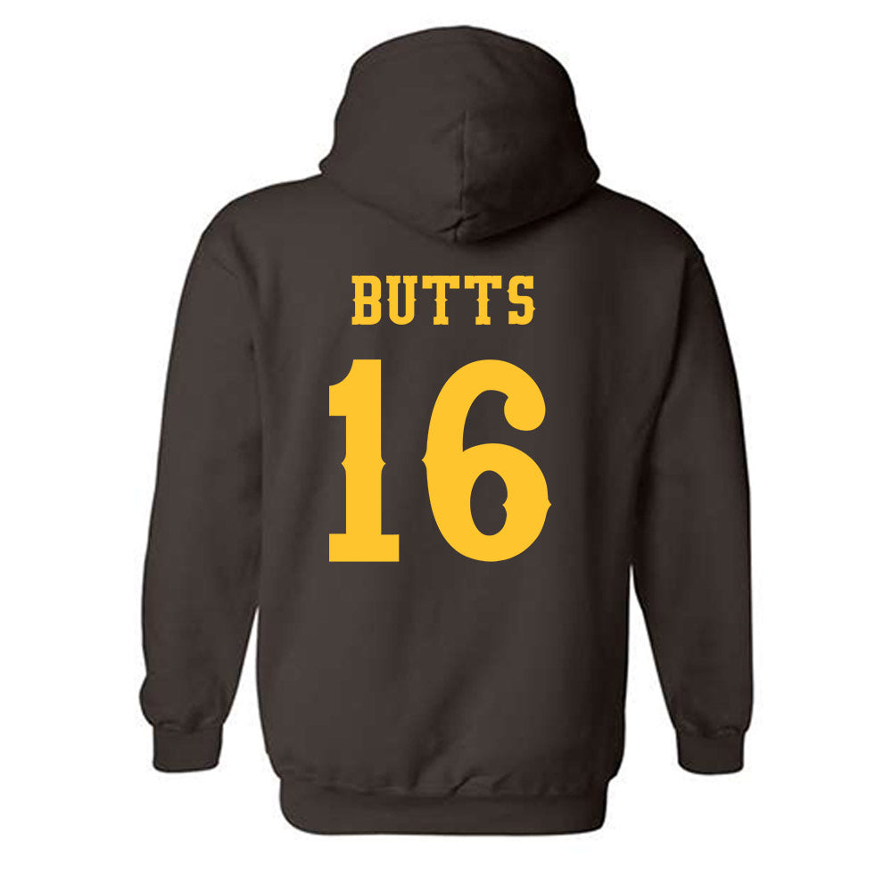 Wyoming - NCAA Football : Karson Butts - Classic Shersey Hooded Sweatshirt-1