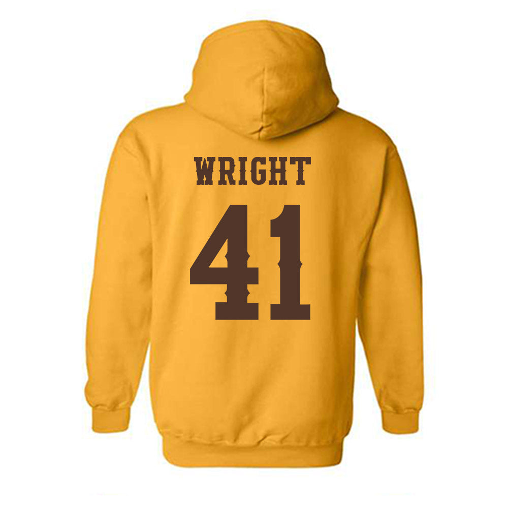 Wyoming - NCAA Football : Mason Wright - Classic Shersey Hooded Sweatshirt-1