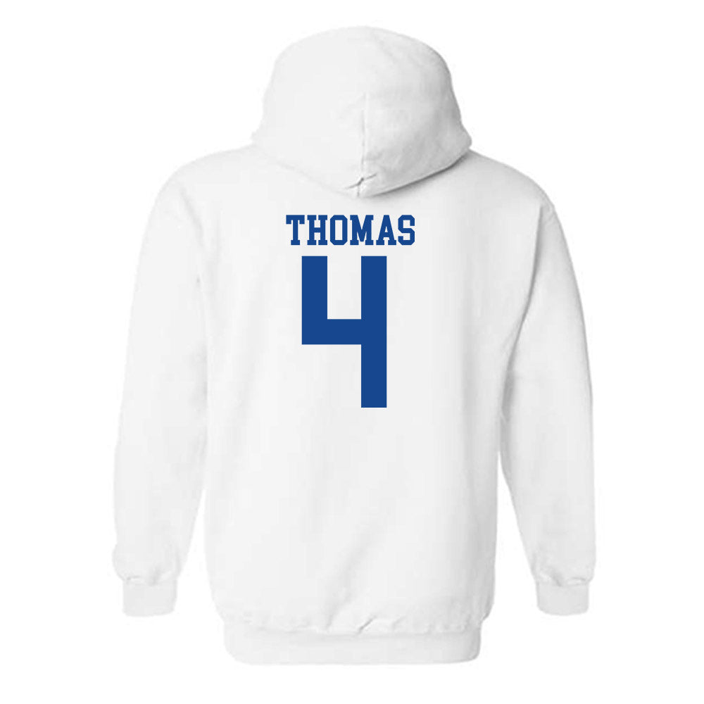 SMU - NCAA Football : Jayvon Thomas - White Hooded Sweatshirt-1