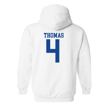 SMU - NCAA Football : Jayvon Thomas - White Hooded Sweatshirt-1
