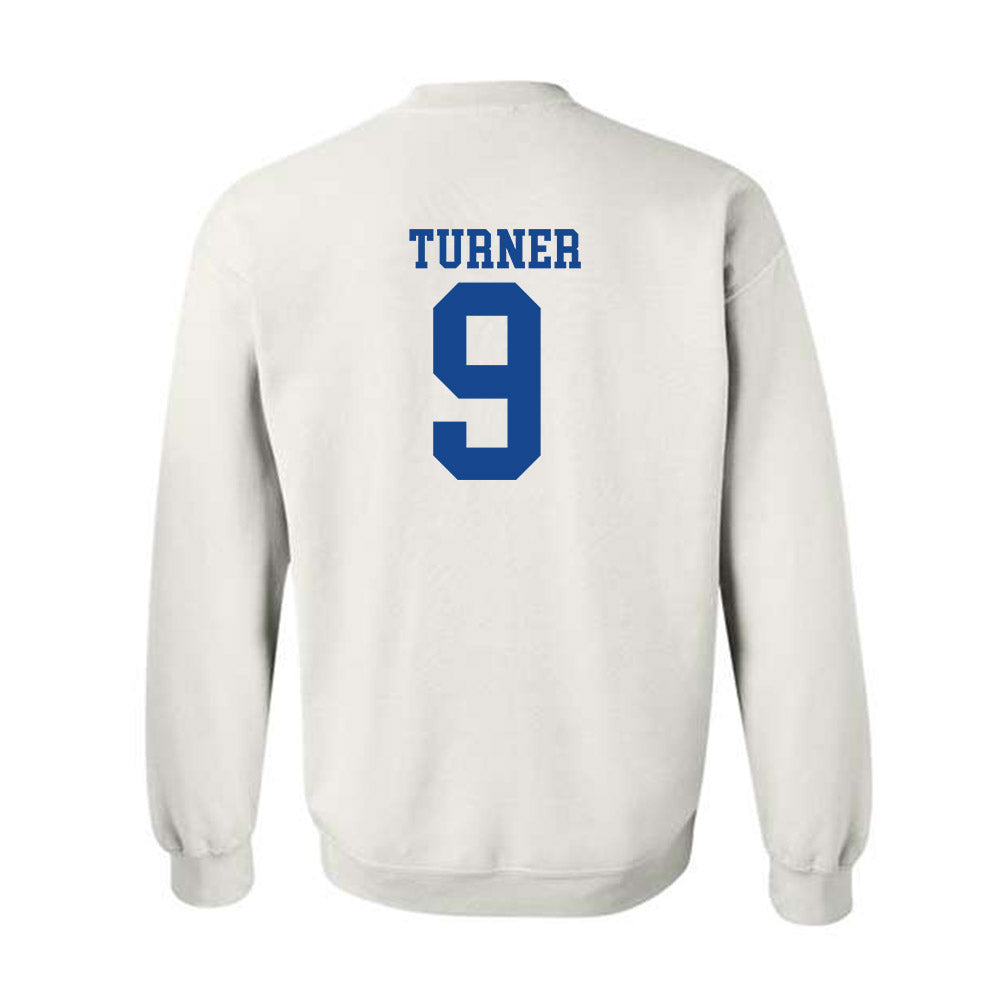 SMU - NCAA Football : Zachery Turner - White Crewneck Sweatshirt-1