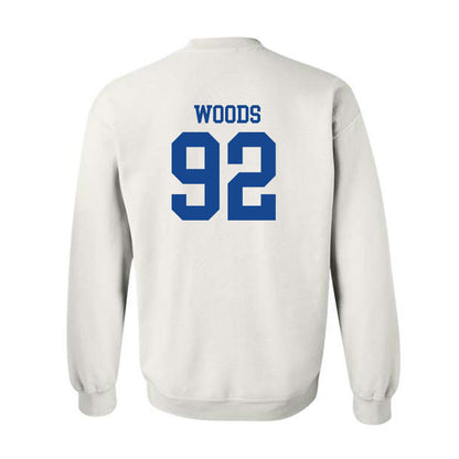 SMU - NCAA Football : Hudson Woods - White Crewneck Sweatshirt-1