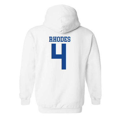 SMU - NCAA Football : Link Rhodes - White Hooded Sweatshirt-1