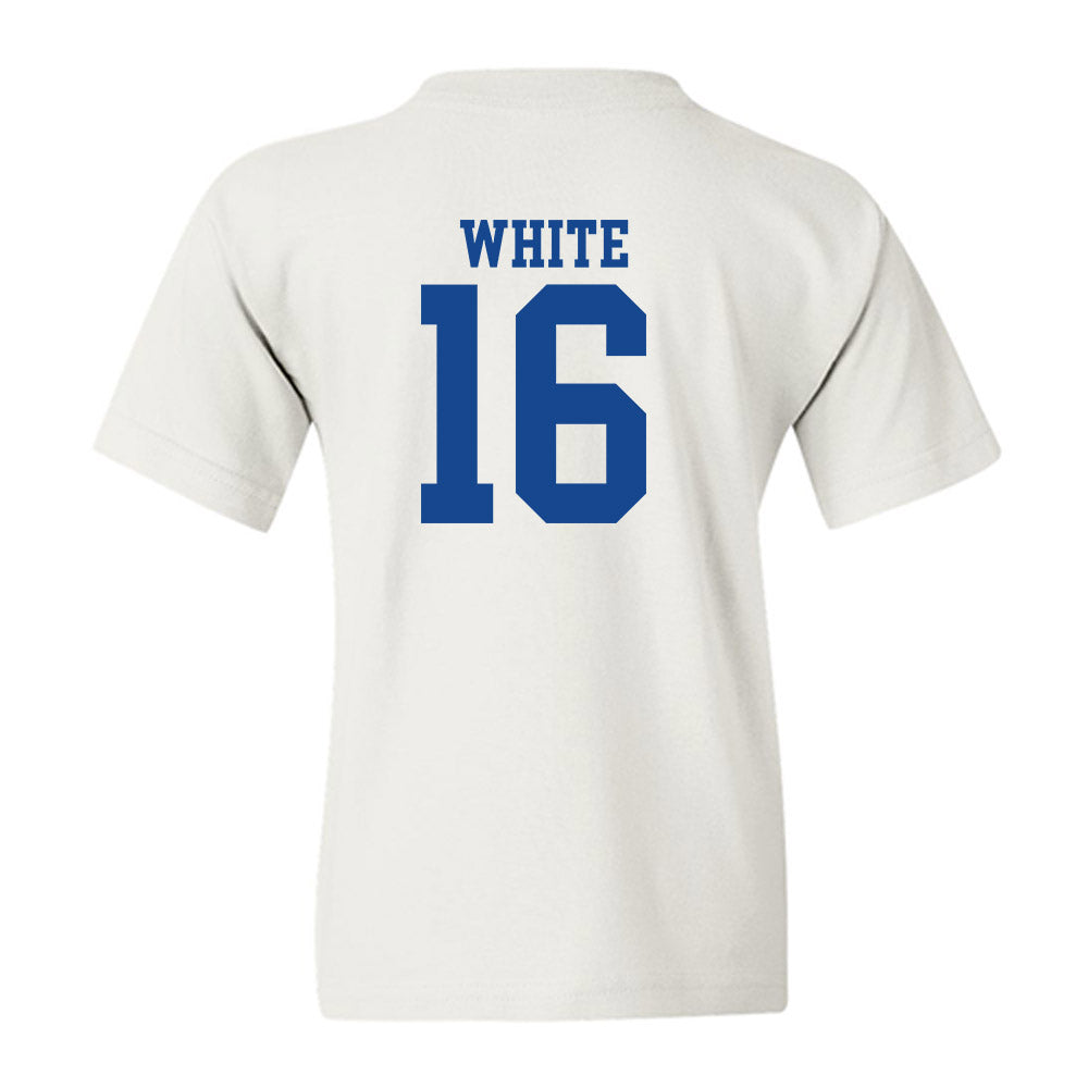 SMU - NCAA Football : Marques White - White Youth T-Shirt-1