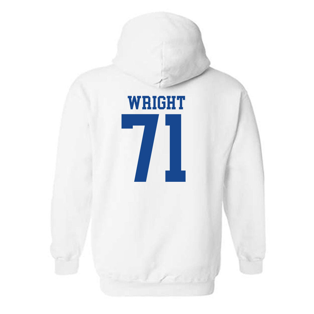 SMU - NCAA Football : Max Wright - White Hooded Sweatshirt-1