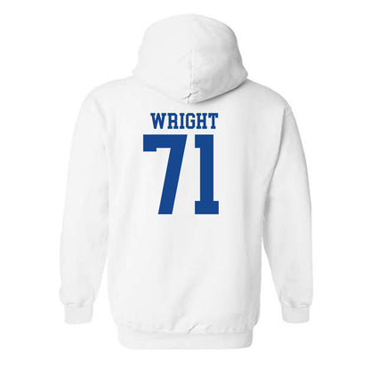 SMU - NCAA Football : Max Wright - White Hooded Sweatshirt-1