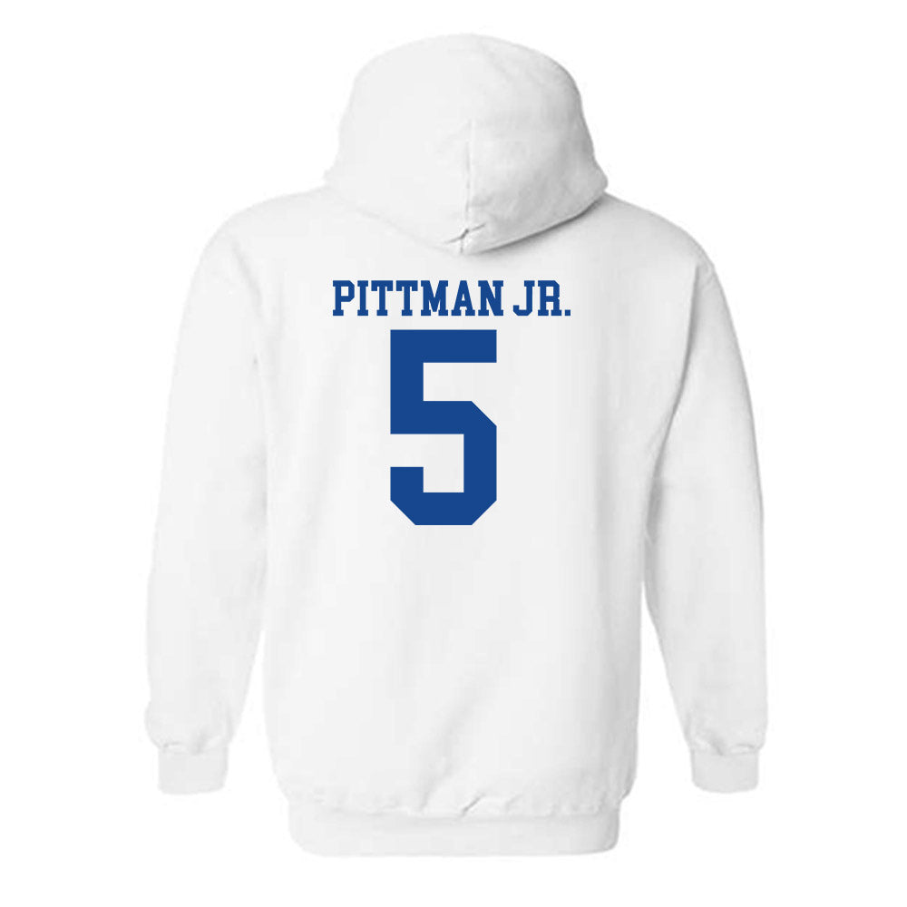SMU - NCAA Football : Randy Pittman Jr. - White Hooded Sweatshirt-1