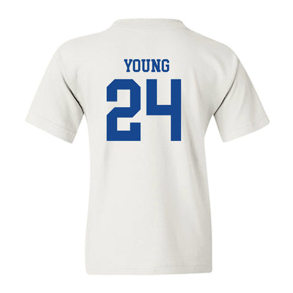 SMU - NCAA Football : Izayah Young - White Youth T-Shirt-1
