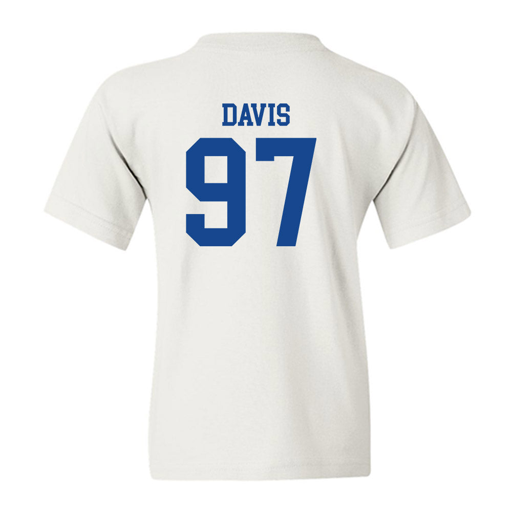 SMU - NCAA Football : Christian Davis - White Youth T-Shirt-1
