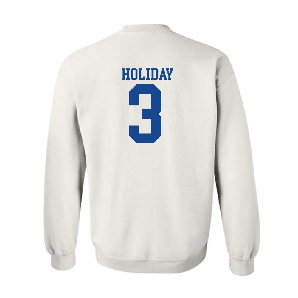 SMU - NCAA Football : Javion Holiday - White Crewneck Sweatshirt-1