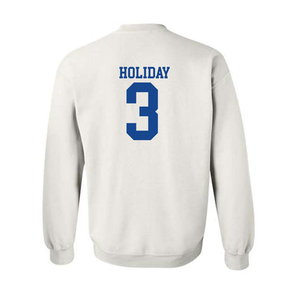 SMU - NCAA Football : Javion Holiday - White Crewneck Sweatshirt-1