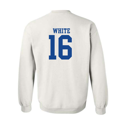 SMU - NCAA Football : Marques White - White Crewneck Sweatshirt-1