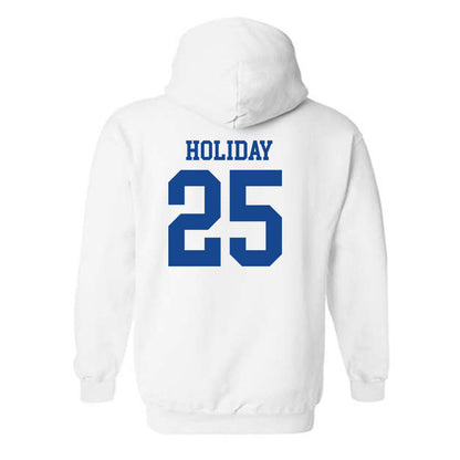 SMU - NCAA Football : Javion Holiday - White Hooded Sweatshirt-1