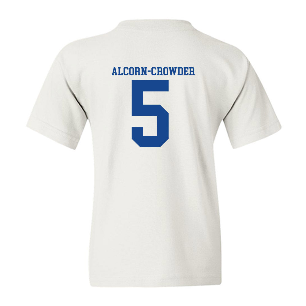 SMU - NCAA Football : Malcolm Alcorn-Crowder - White Youth T-Shirt-1