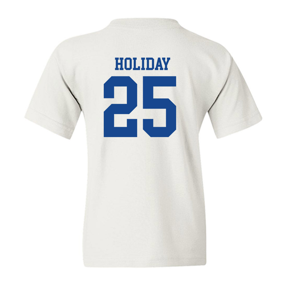SMU - NCAA Football : Javion Holiday - White Youth T-Shirt-1