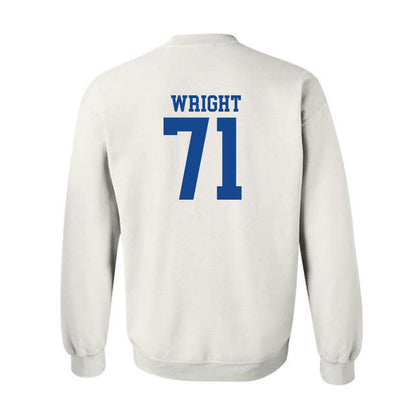 SMU - NCAA Football : Max Wright - White Crewneck Sweatshirt-1