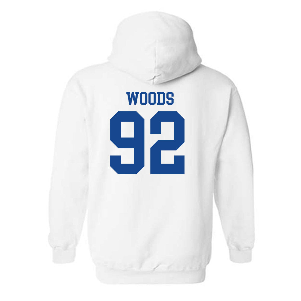 SMU - NCAA Football : Hudson Woods - White Hooded Sweatshirt-1