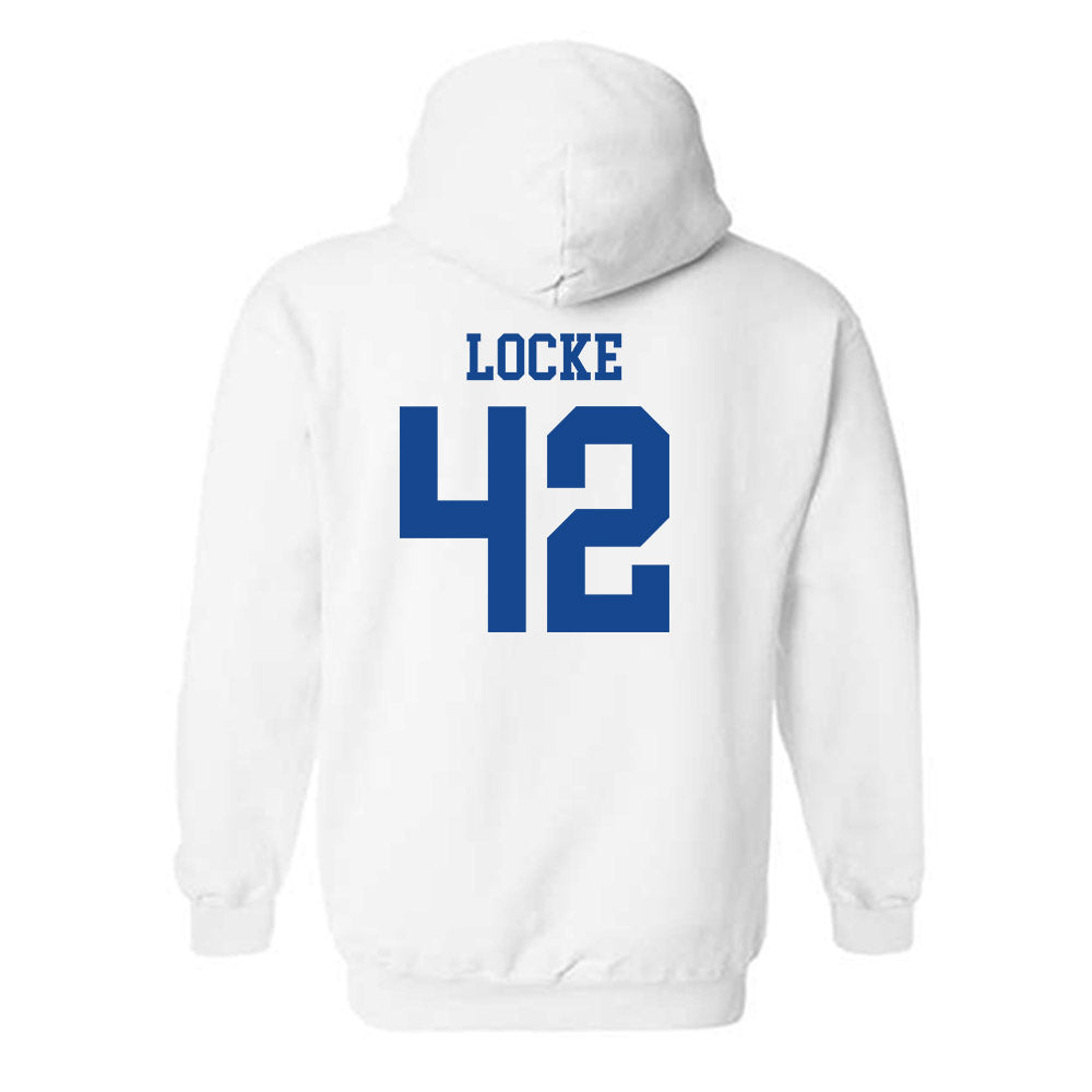 SMU - NCAA Football : Will Locke - White Hooded Sweatshirt-1