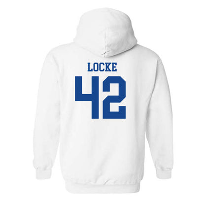 SMU - NCAA Football : Will Locke - White Hooded Sweatshirt-1