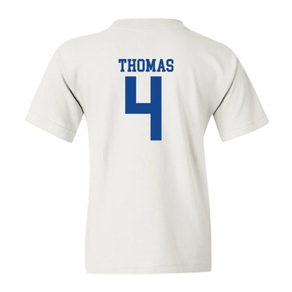 SMU - NCAA Football : Jayvon Thomas - White Youth T-Shirt-1