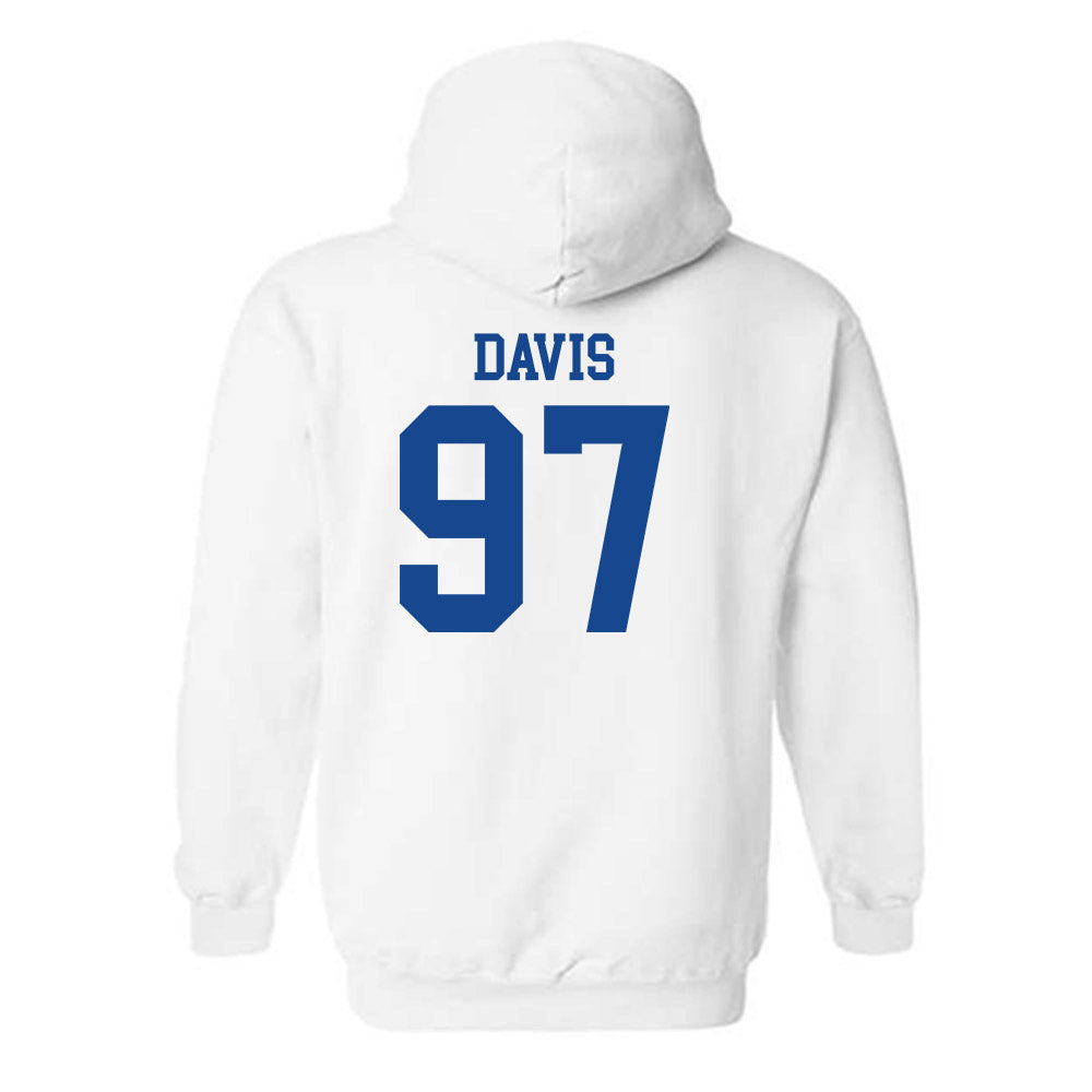 SMU - NCAA Football : Christian Davis - White Hooded Sweatshirt-1