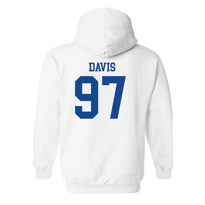 SMU - NCAA Football : Christian Davis - White Hooded Sweatshirt-1